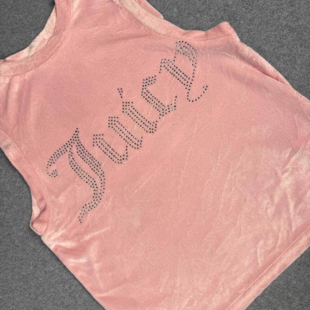 Juicy Couture Women's Pink Velour Rhinestone Solid Tank Top S Crew Neck